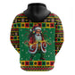 Afro-Jamaicans Christmas Zip Hoodie Reggae Santa with Dreadlocks Design - African Pride