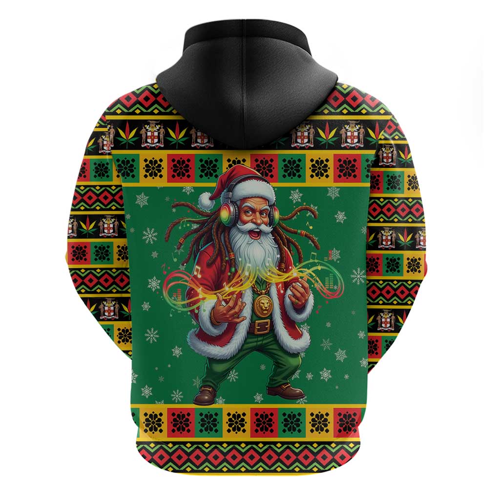 Afro-Jamaicans Christmas Zip Hoodie Reggae Santa with Dreadlocks Design - African Pride