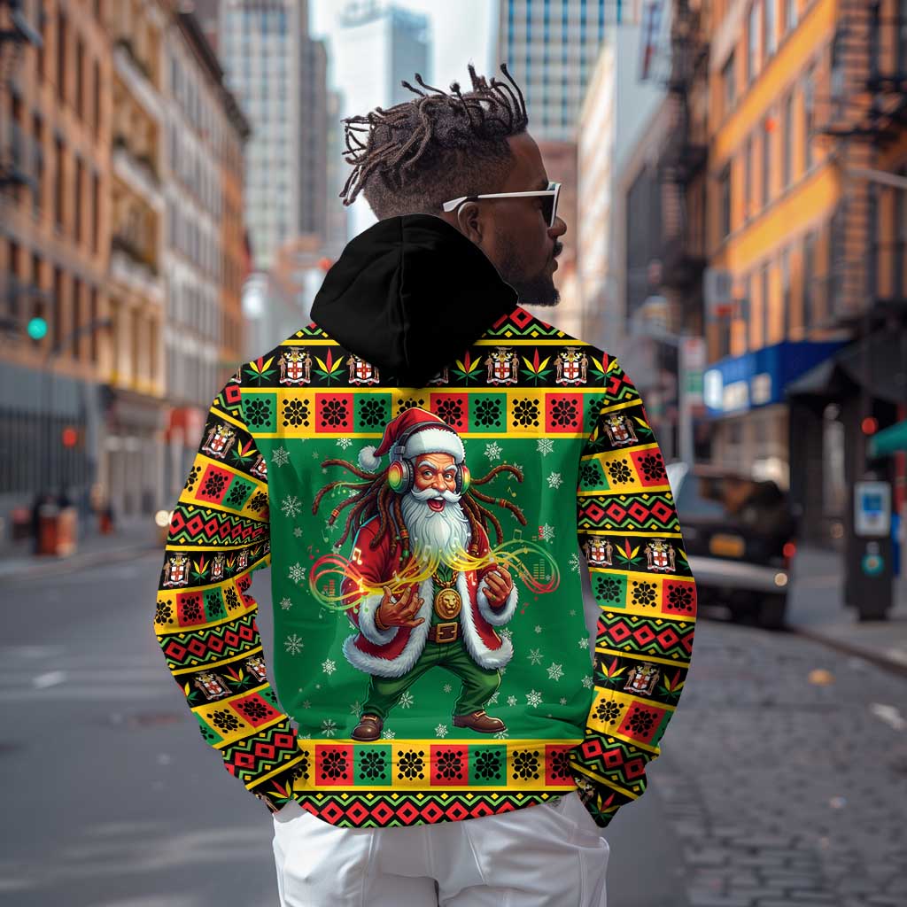Afro-Jamaicans Christmas Zip Hoodie Reggae Santa with Dreadlocks Design - African Pride