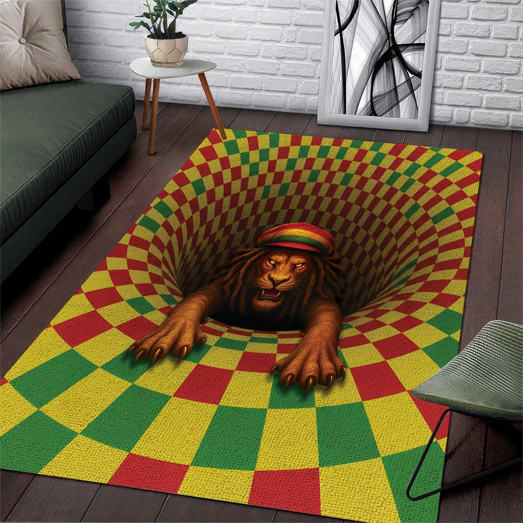 Afro-Jamaicans Reggae Lion Area Rug Reggae Optical 3D Illusion - African Pride