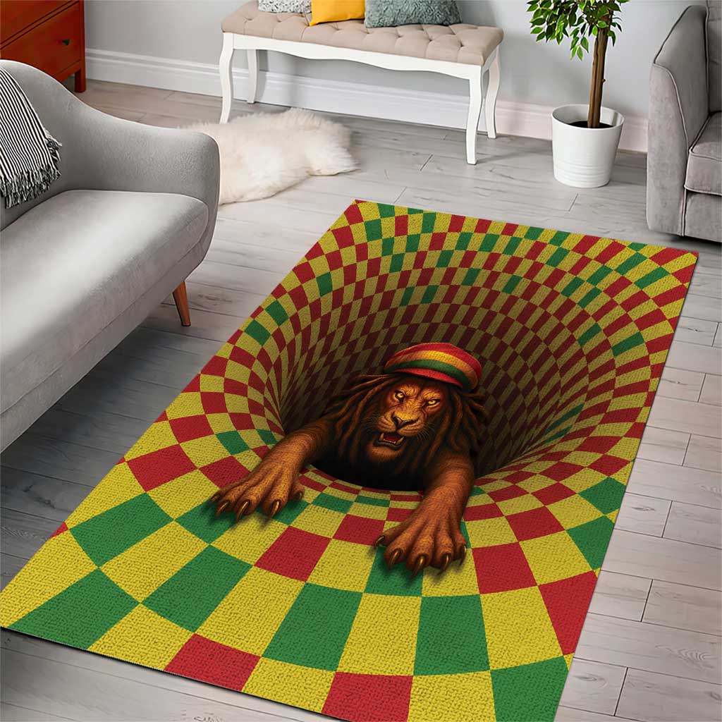 Afro-Jamaicans Reggae Lion Area Rug Reggae Optical 3D Illusion - African Pride