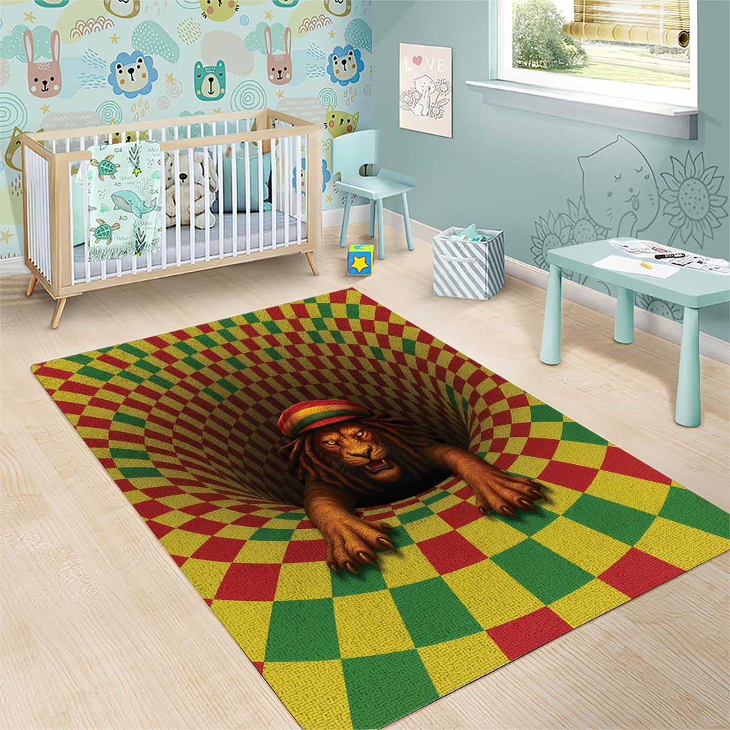 Afro-Jamaicans Reggae Lion Area Rug Reggae Optical 3D Illusion - African Pride