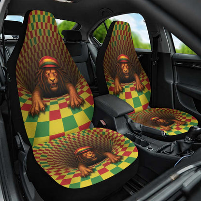Afro-Jamaicans Reggae Lion Car Seat Cover Reggae Optical 3D Illusion - African Pride