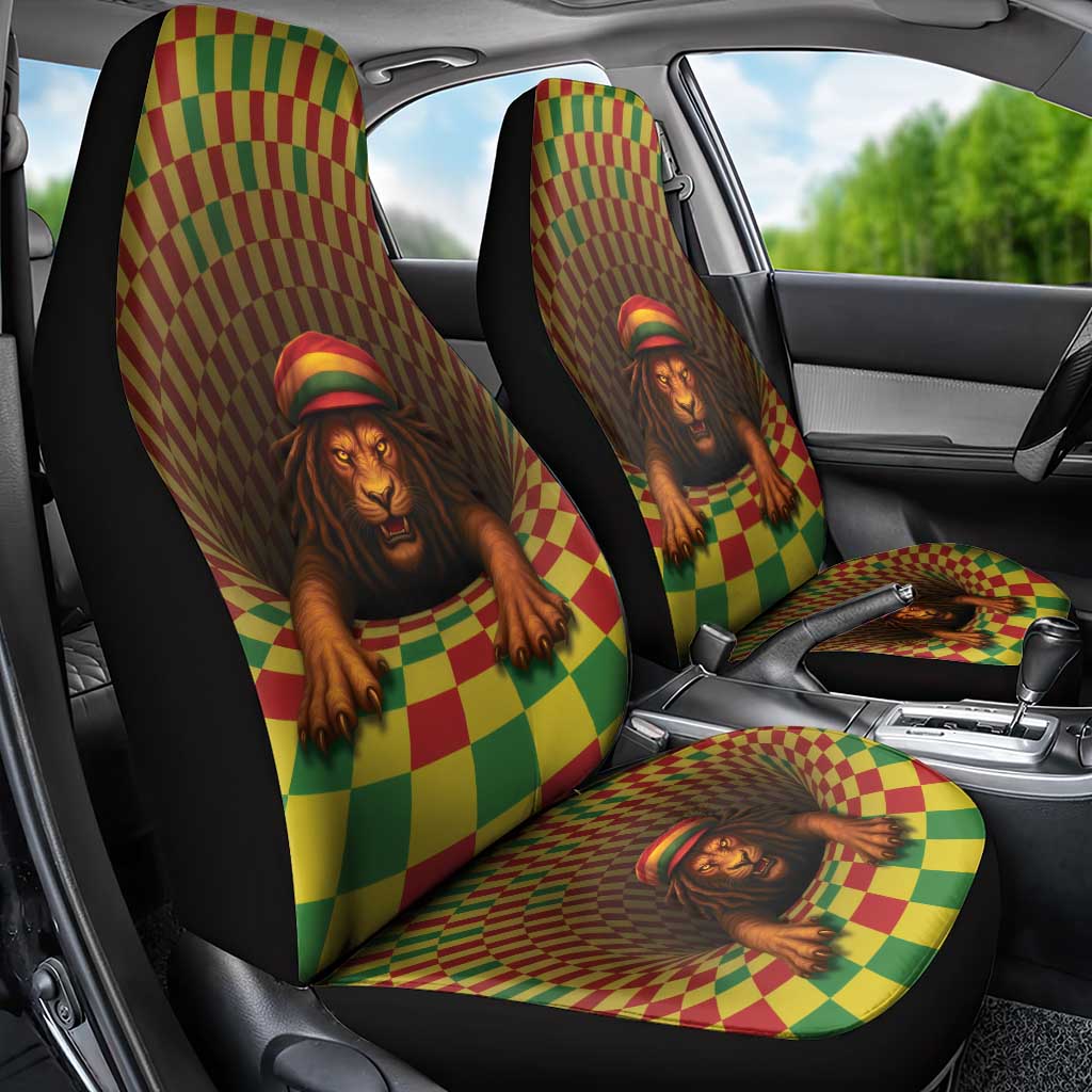 Afro-Jamaicans Reggae Lion Car Seat Cover Reggae Optical 3D Illusion - African Pride