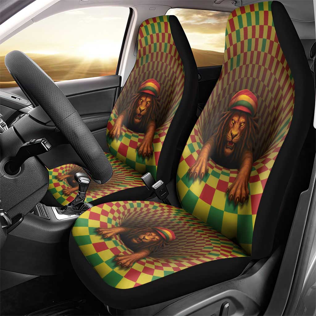 Afro-Jamaicans Reggae Lion Car Seat Cover Reggae Optical 3D Illusion - African Pride