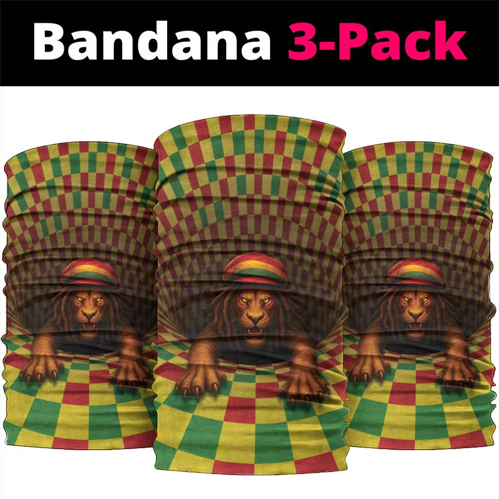 Afro-Jamaicans Reggae Lion Neck Gaiter Reggae Optical 3D Illusion - African Pride