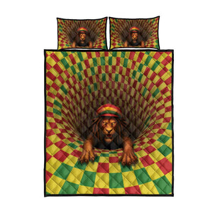 Afro-Jamaicans Reggae Lion Quilt Bed Set Reggae Optical 3D Illusion - African Pride