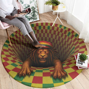 Afro-Jamaicans Reggae Lion Round Carpet Reggae Optical 3D Illusion - African Pride