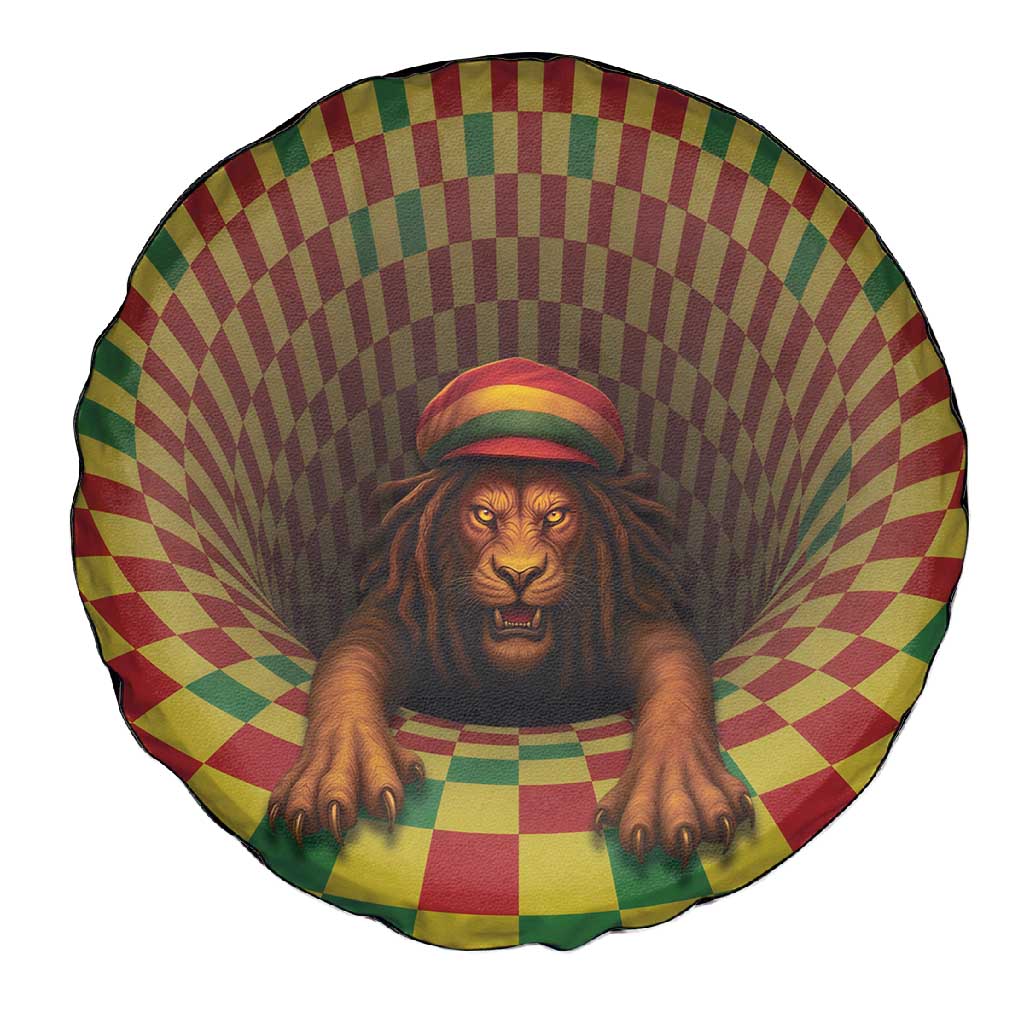 Afro-Jamaicans Reggae Lion Spare Tire Cover Reggae Optical 3D Illusion - African Pride