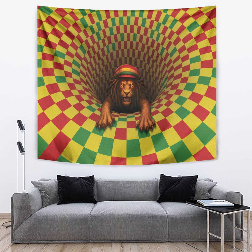Afro-Jamaicans Reggae Lion Tapestry Reggae Optical 3D Illusion - African Pride