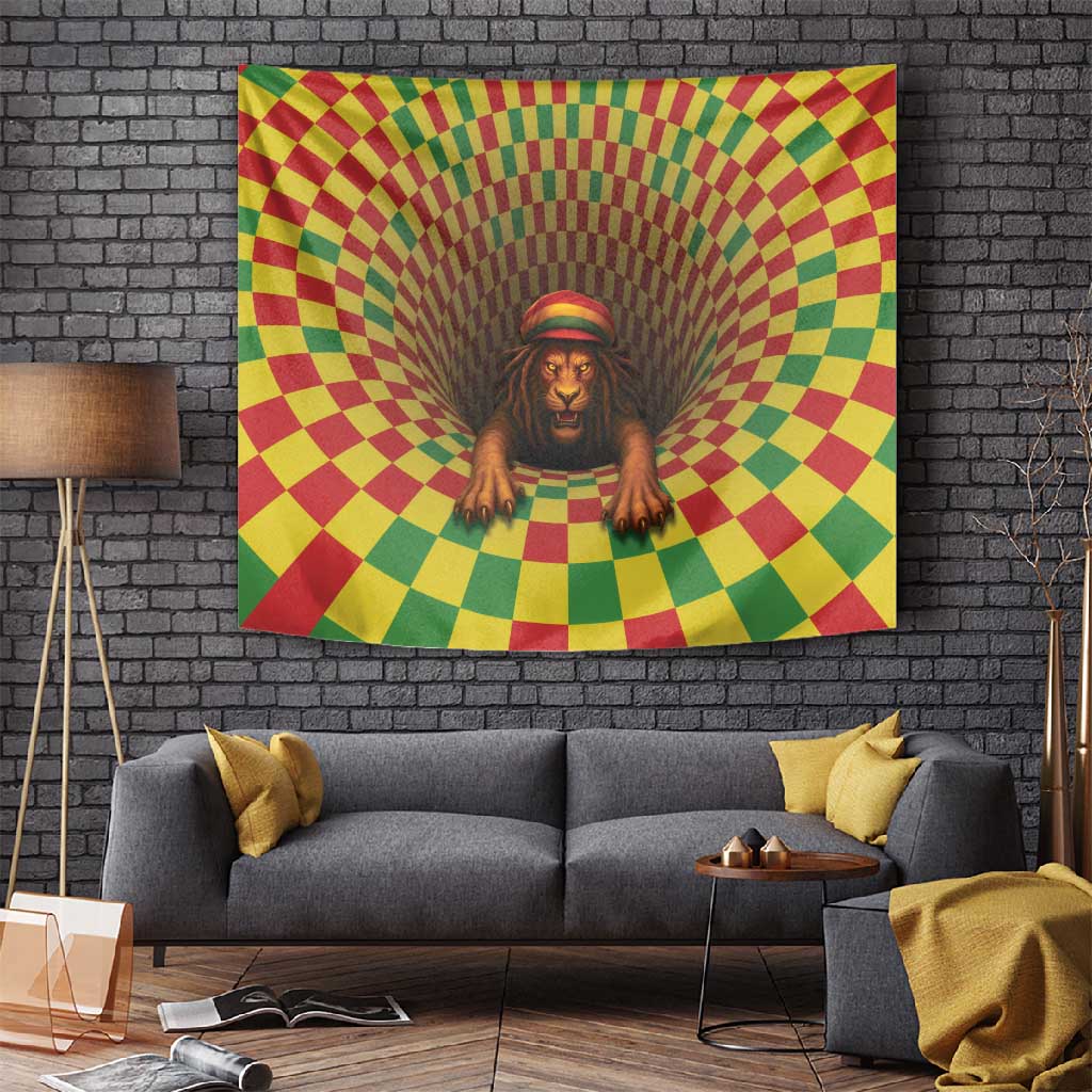 Afro-Jamaicans Reggae Lion Tapestry Reggae Optical 3D Illusion - African Pride
