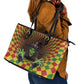 Afro-Jamaicans Reggae Witch Leather Tote Bag Reggae Optical 3D Illusion - African Pride