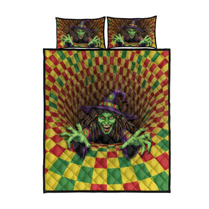 Afro-Jamaicans Reggae Witch Quilt Bed Set Reggae Optical 3D Illusion - African Pride