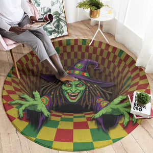 Afro-Jamaicans Reggae Witch Round Carpet Reggae Optical 3D Illusion - African Pride