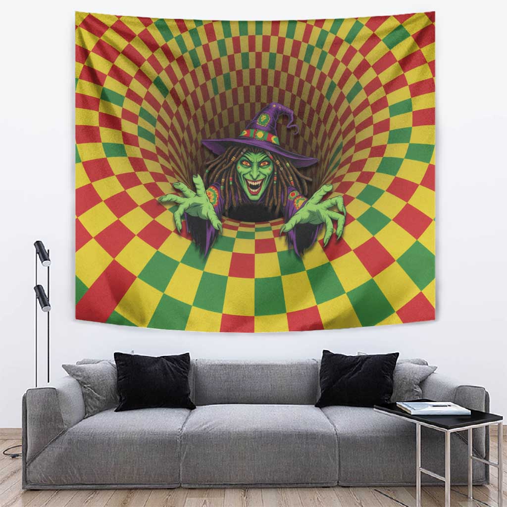 Afro-Jamaicans Reggae Witch Tapestry Reggae Optical 3D Illusion - African Pride