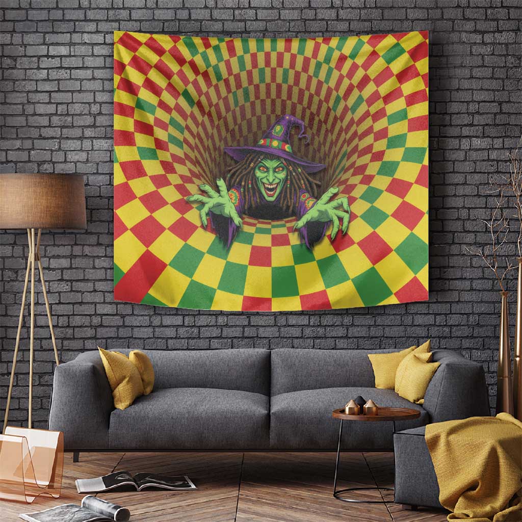 Afro-Jamaicans Reggae Witch Tapestry Reggae Optical 3D Illusion - African Pride