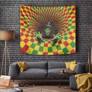 Afro-Jamaicans Reggae Witch Tapestry Reggae Optical 3D Illusion - African Pride