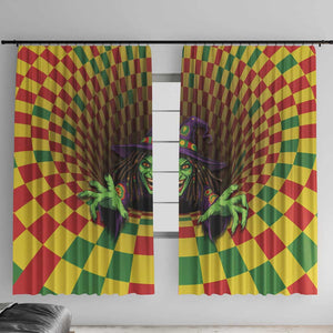 Afro-Jamaicans Reggae Witch Window Curtain Reggae Optical 3D Illusion - African Pride