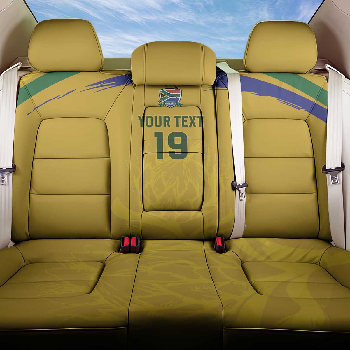 Custom South Africa Football Back Car Seat Cover Road To Champions Dream - African Pride