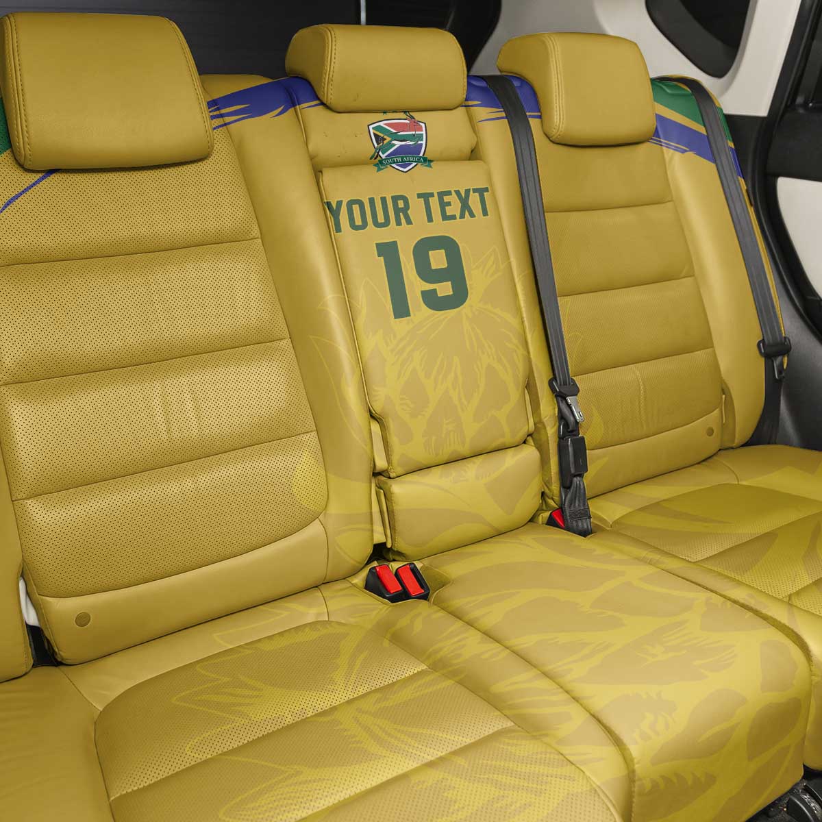Custom South Africa Football Back Car Seat Cover Road To Champions Dream - African Pride