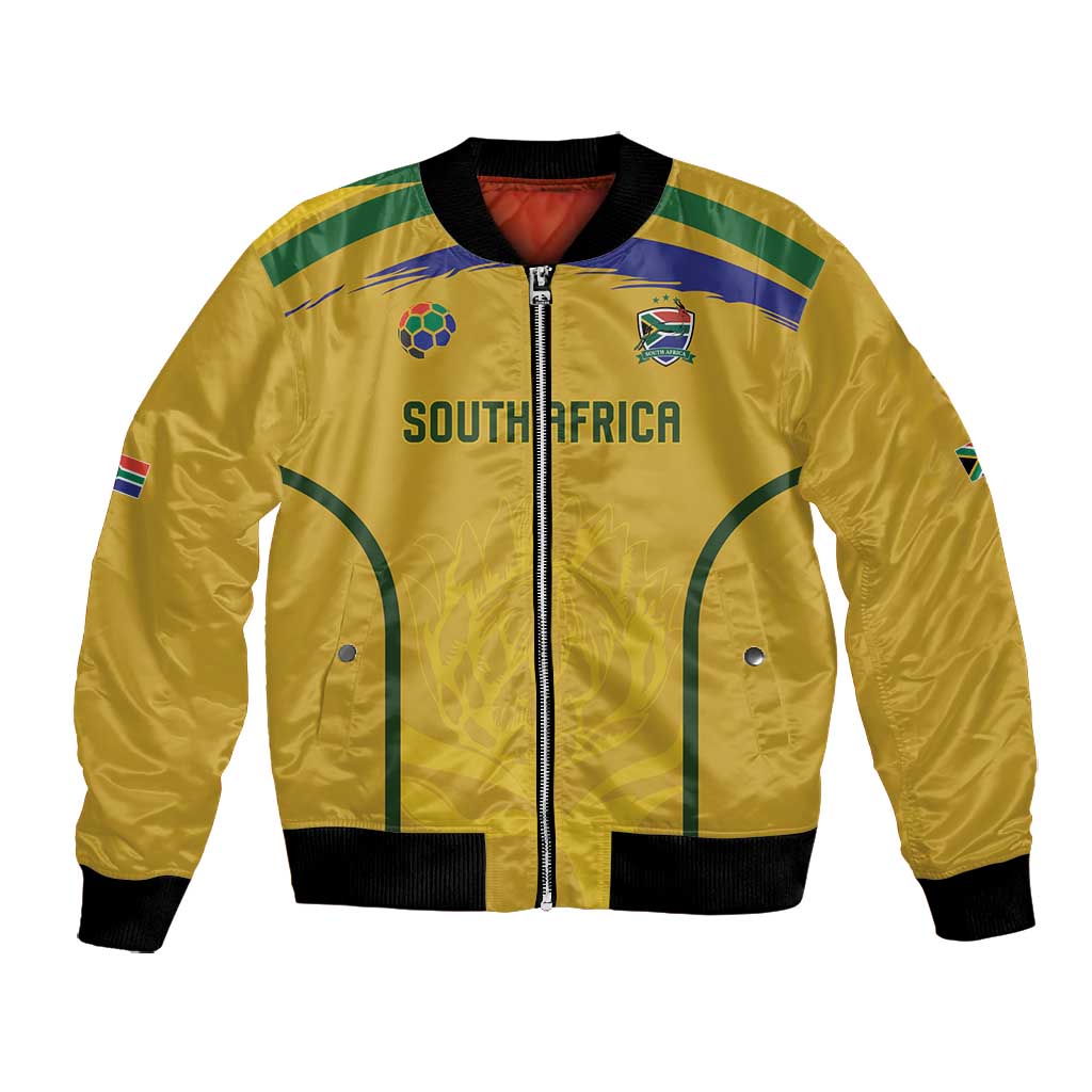 Custom South Africa Football Bomber Jacket Road To Champions Dream - African Pride