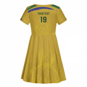 Custom South Africa Football Kid Short Sleeve Dress Road To Champions Dream - African Pride