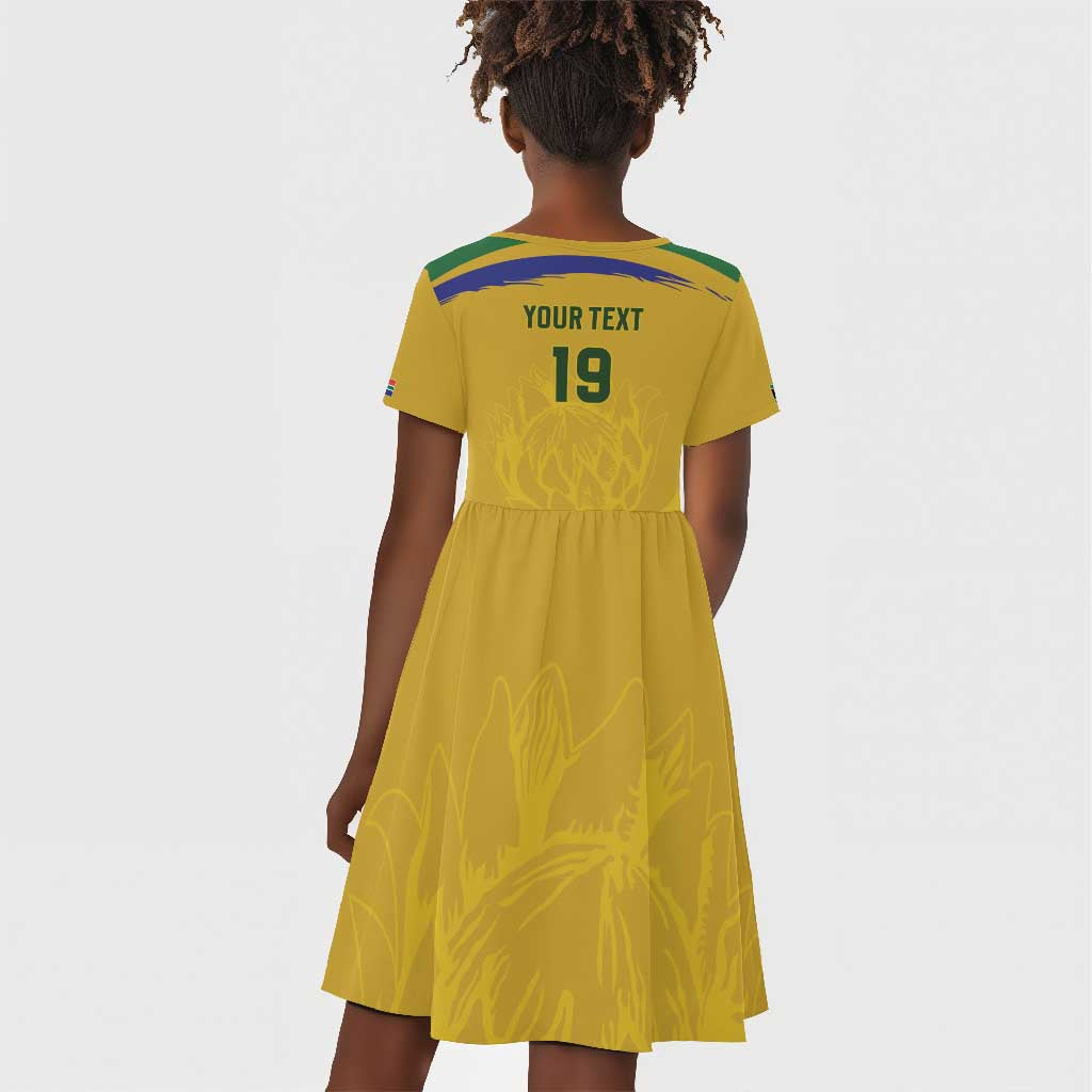 Custom South Africa Football Kid Short Sleeve Dress Road To Champions Dream - African Pride