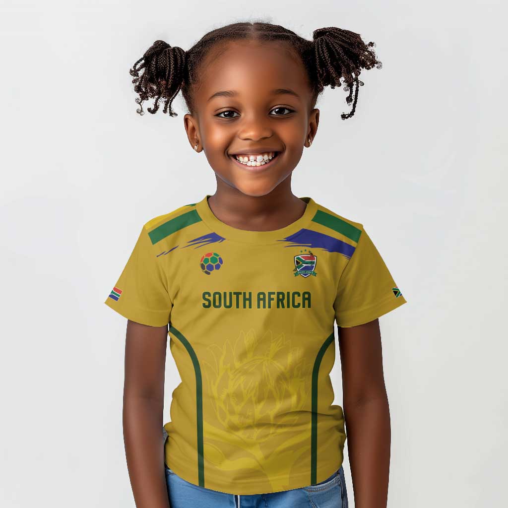 Custom South Africa Football Kid T shirt Road To Champions Dream - African Pride