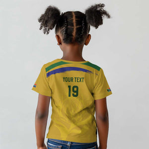 Custom South Africa Football Kid T shirt Road To Champions Dream - African Pride