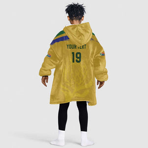 Custom South Africa Football Kid Wearable Blanket Hoodie Road To Champions Dream - African Pride