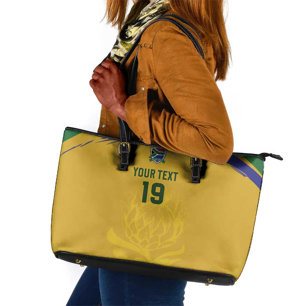 Custom South Africa Football Leather Tote Bag Road To Champions Dream - African Pride