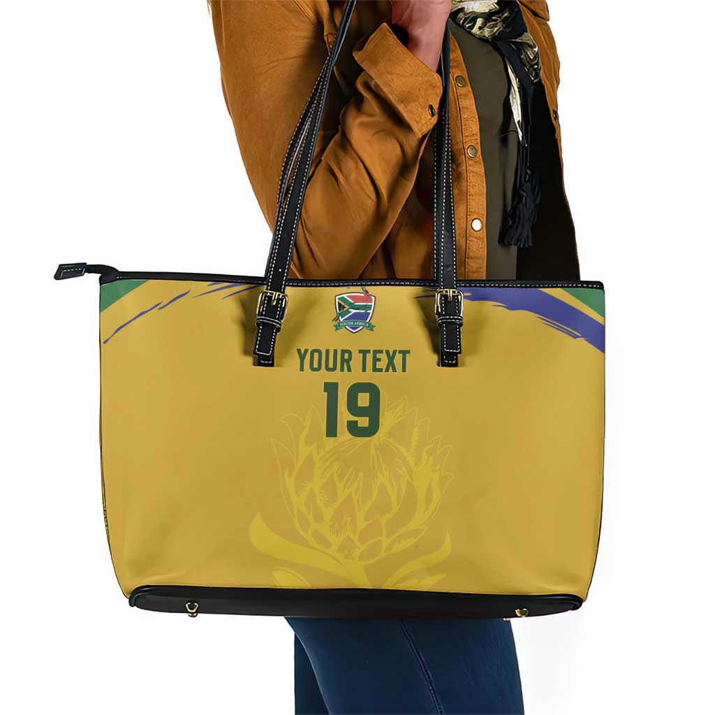 Custom South Africa Football Leather Tote Bag Road To Champions Dream - African Pride