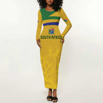 Custom South Africa Football Long Sleeve Bodycon Dress Road To Champions Dream - African Pride
