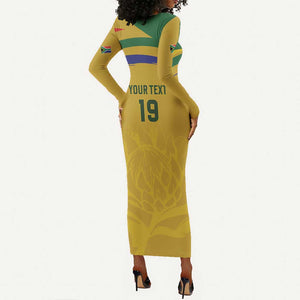 Custom South Africa Football Long Sleeve Bodycon Dress Road To Champions Dream - African Pride