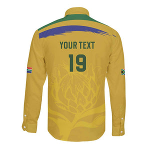 Custom South Africa Football Long Sleeve Button Shirt Road To Champions Dream - African Pride