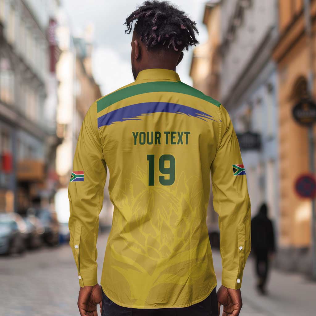 Custom South Africa Football Long Sleeve Button Shirt Road To Champions Dream - African Pride