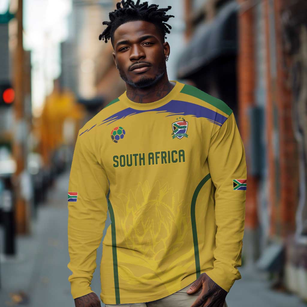Custom South Africa Football Long Sleeve Shirt Road To Champions Dream - African Pride