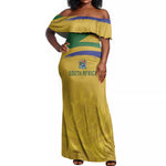Custom South Africa Football Off Shoulder Maxi Dress Road To Champions Dream - African Pride