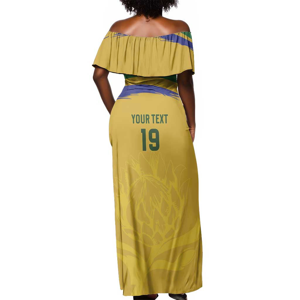 Custom South Africa Football Off Shoulder Maxi Dress Road To Champions Dream - African Pride