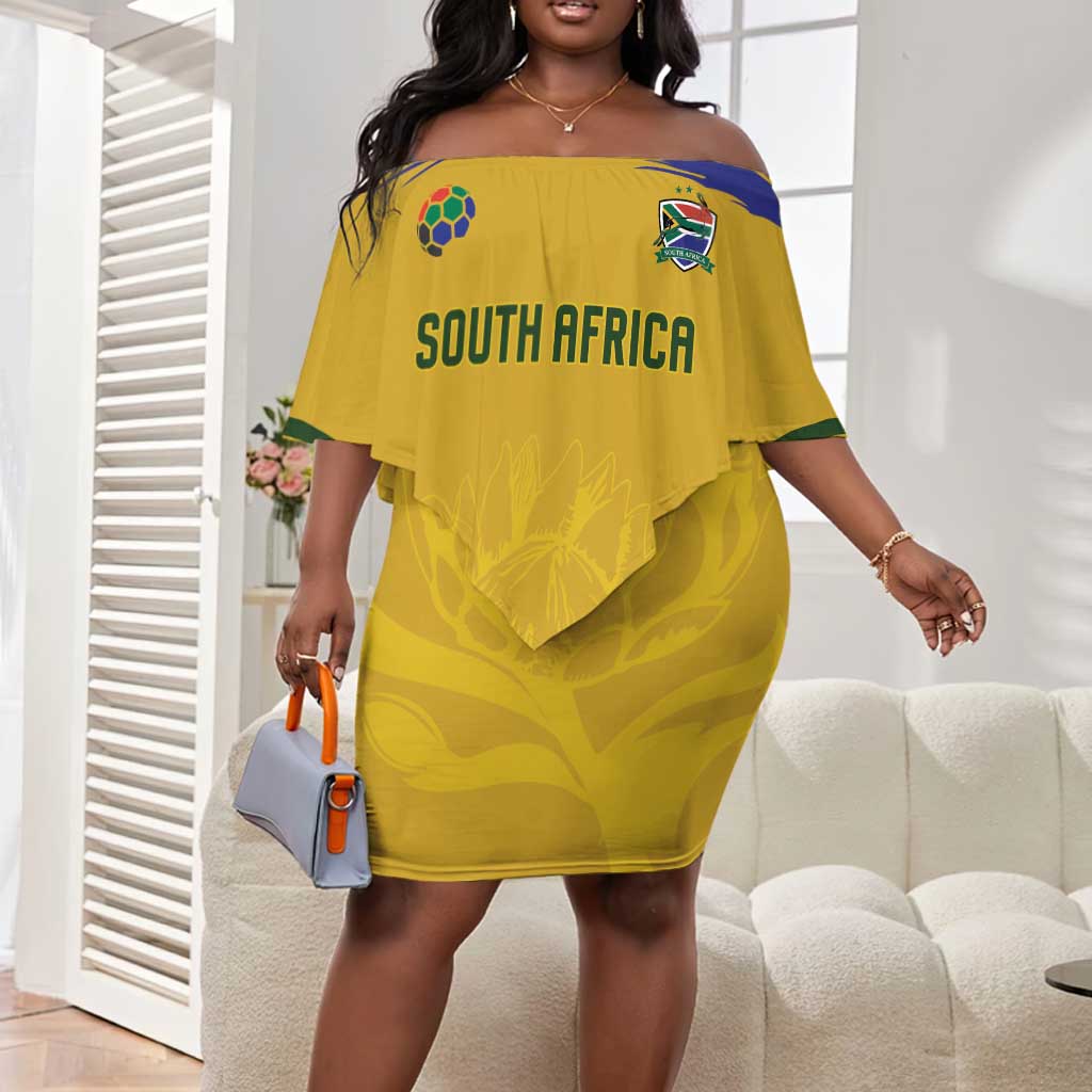Custom South Africa Football Off Shoulder Short Dress Road To Champions Dream - African Pride