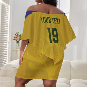 Custom South Africa Football Off Shoulder Short Dress Road To Champions Dream - African Pride