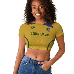Custom South Africa Football Raglan Cropped T shirt Road To Champions Dream - African Pride