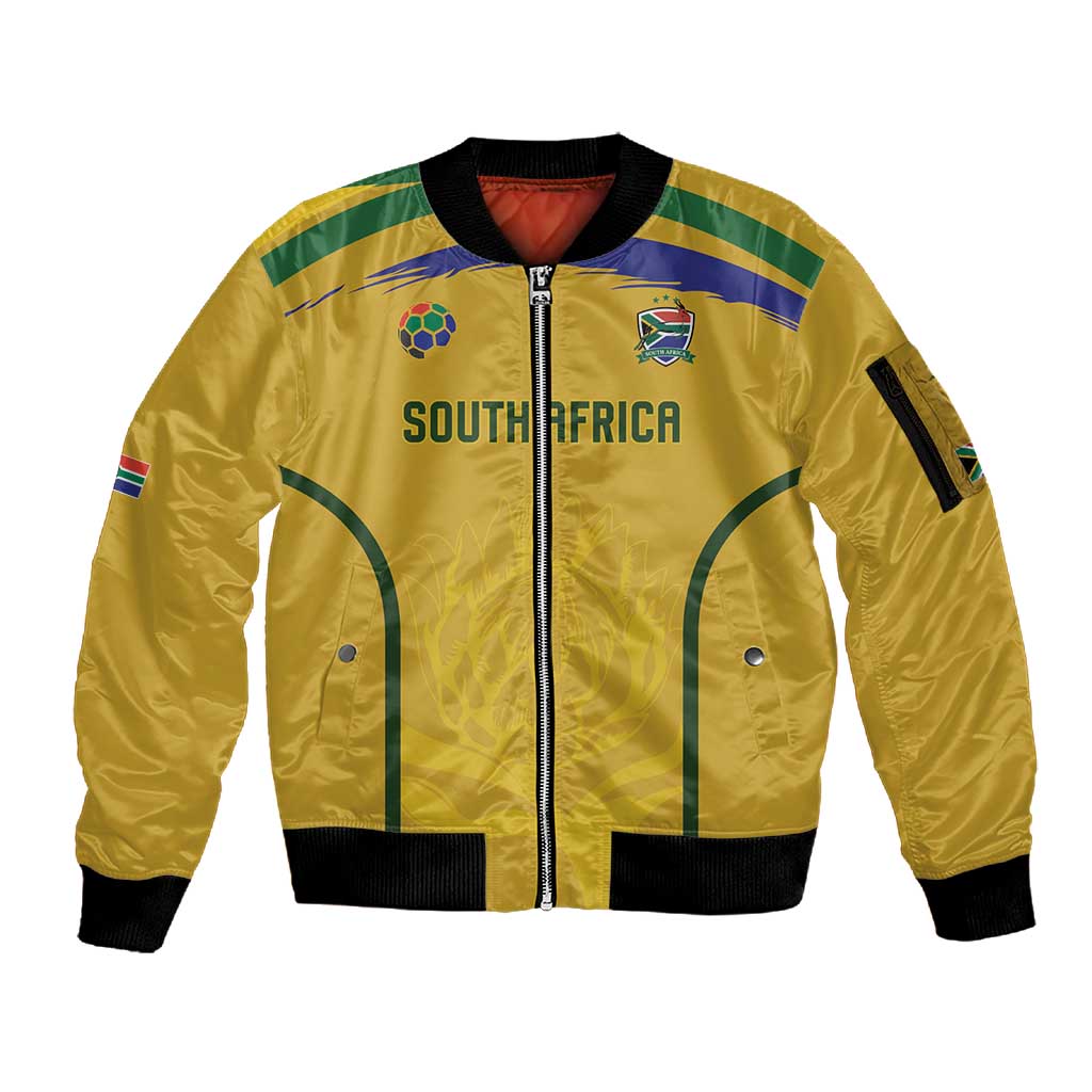 Custom South Africa Football Sleeve Zip Bomber Jacket Road To Champions Dream - African Pride