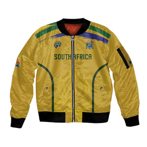 Custom South Africa Football Sleeve Zip Bomber Jacket Road To Champions Dream - African Pride