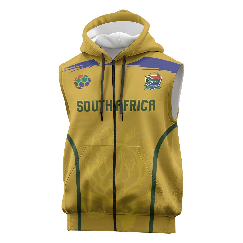 Custom South Africa Football Sleeveless Zip Hoodie Road To Champions Dream - African Pride