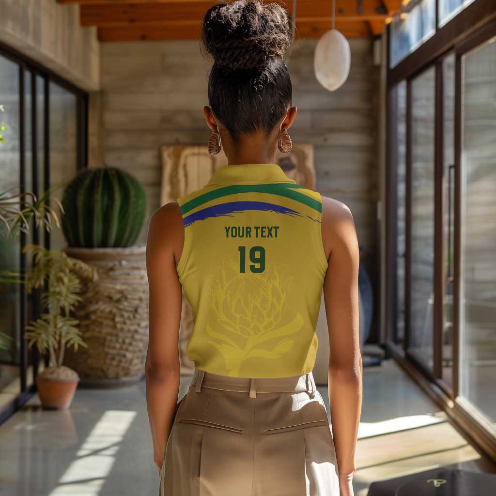 Custom South Africa Football Women Sleeveless Polo Shirt Road To Champions Dream - African Pride
