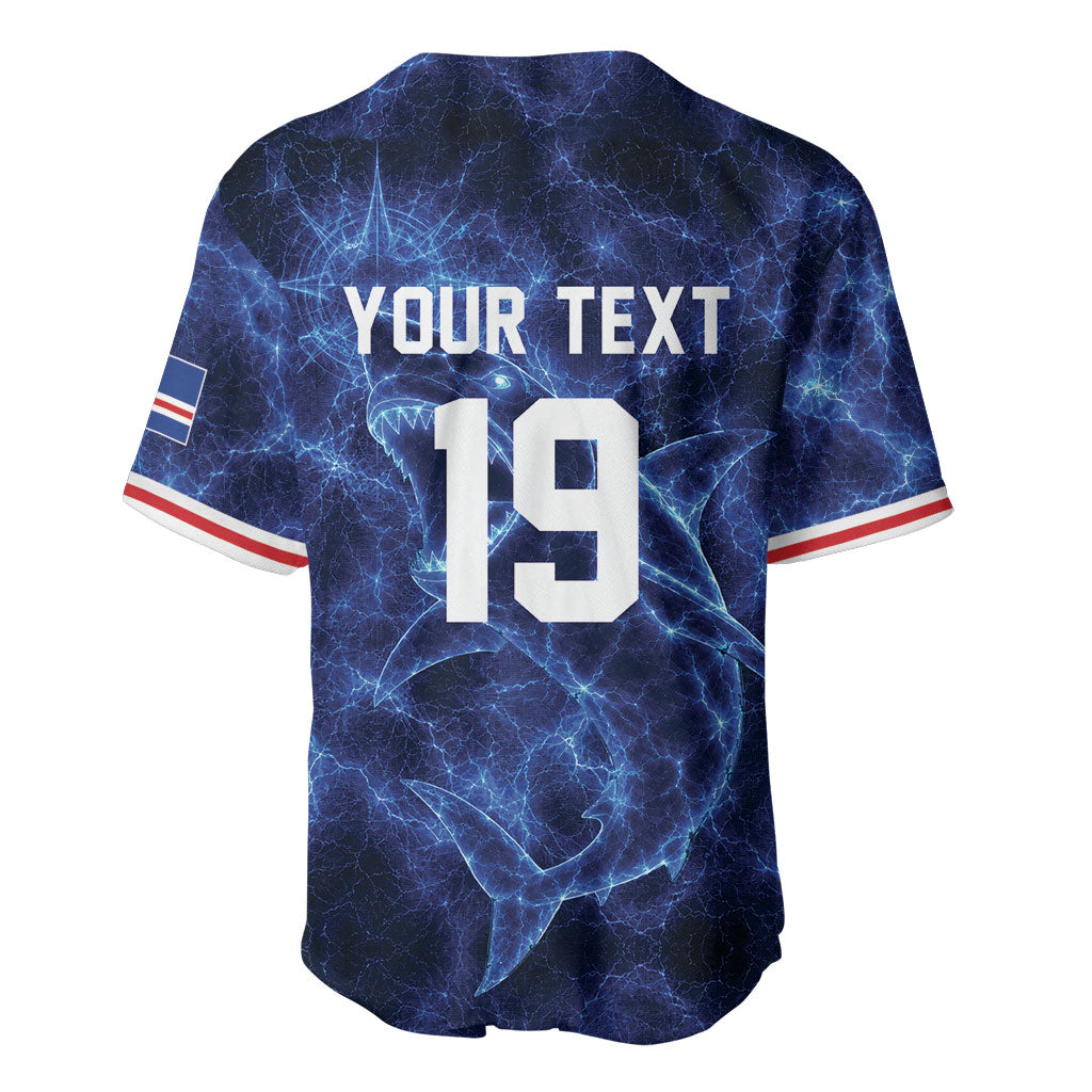 Custom World Football 2026 Cabo Verde Baseball Jersey Go Blue Sharks Glory