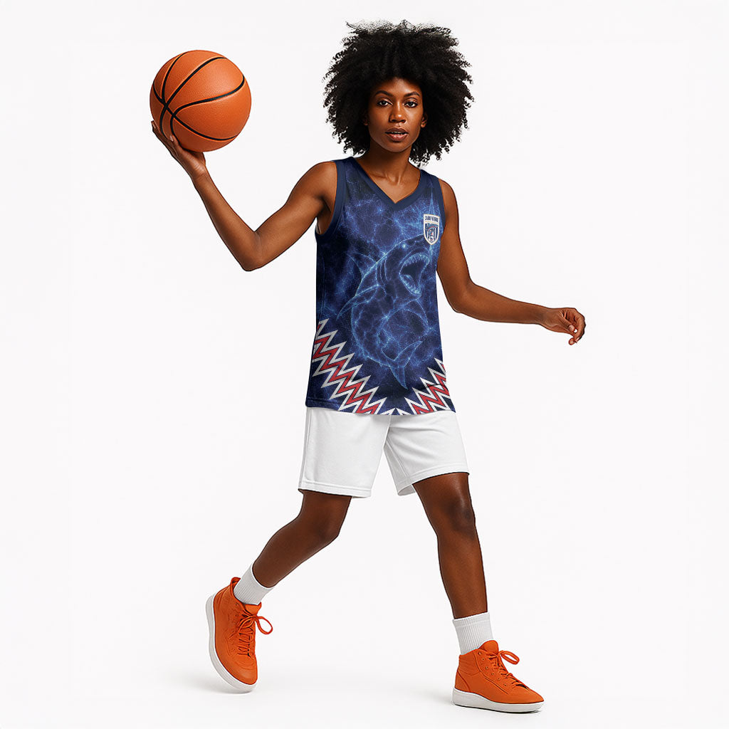 Custom World Football 2026 Cabo Verde Basketball Jersey Go Blue Sharks Glory