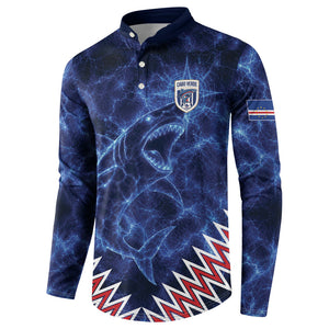 Custom World Football 2026 Cabo Verde Button Sweatshirt Go Blue Sharks Glory