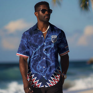 Custom World Football 2026 Cabo Verde Hawaiian Shirt Go Blue Sharks Glory